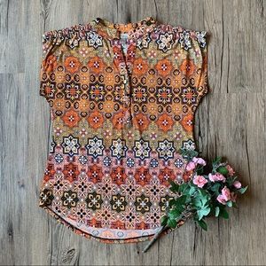 Roz & Ali Orange Patterned Blouse